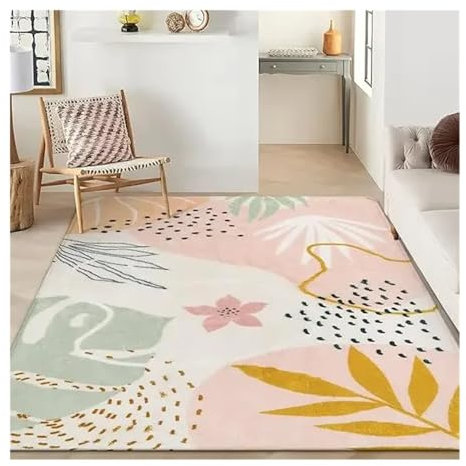 pipisweet Carpeting,Machine Washable Area Rugs 6x9 Non-Slip Large Living Room Rug Lightweight Throw Soft Carpet for Bedroom, Large Carpets(Pink)