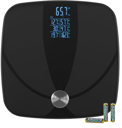 Salter Digital Analyser Scale – Smart Bathroom Scale, Large Multi-Reading Display, 180 kg/395lbs, 17 Body Composition Metrics, 8 Users, Body Weight, Fat, Water, Muscle Mass, Bone Mass, BMI, BMR, Black