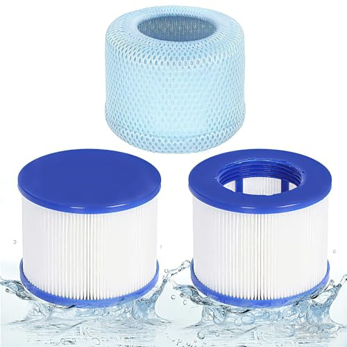 Luazuri Ersatz Whirlpool Filter für Aufblasbares Spa, Pool Filterkartuschen mit Schutznetze für Aquaparx, Infinite Spa Filter, Clever Spa Filter 75 x 100 mm (2 Filters + 1 Filter Bags)