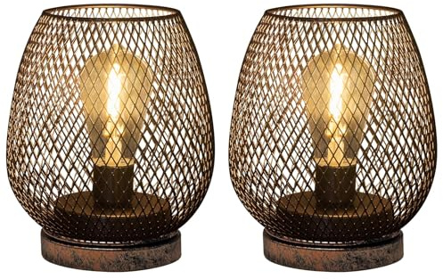 Battery Operated Table Lamp 2 Pack LED Edison Bulb Cordless Lantern