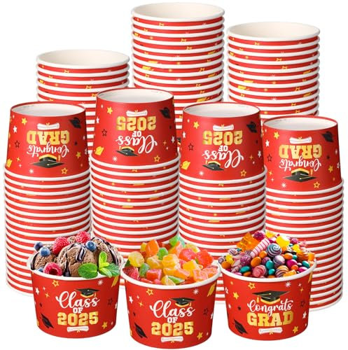 Fiesta Eisbecher aus Papier, 100 Stück, 266 ml, Einweg-Snackbecher, bunte Streifen für heiße/kalte Getränke, perfekt für Cinco de Mayo und mexikanische Geburtstagsparty-Dekorationen