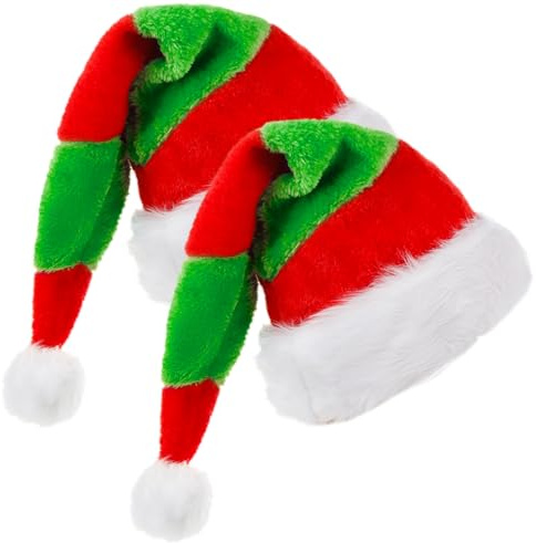 TaimeiMao 2 Stück Weihnachtsmützen Erwachsene, Verdickte Weihnachtsmützen, Plüsch Nikolaus Mützen, Nikolausmütze Rot, Erwachsene Weihnachtsmütze, für erwachsene & Kinder - Weihnachtsfeier
