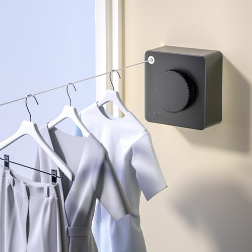 Retractable Clothesline Indoor, Non-Sagging Stainless Steel Clothes Line Outdoors, Clothes Drying Laundry Line Wall Mounted,Space-Saving Line for Bathroom, Balcony -15.1FEETS