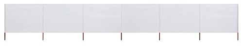 Brise-Vent Extérieur 6 Panneaux, Tissu Non Tissé Résistant, Brise Vue Camping et Brise Vent de Plage, Piquets en Bois Inclus, Panneau Occultant Exterieur, Blanc Sable, 800 x 120 cm