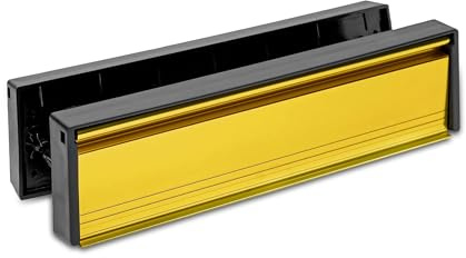 Home Secure™ 12 UPVC Door Letterbox Telescopic Sleeved Letterplate Draught Proof Postal Letterbox (Gold, 40mm-80mm)