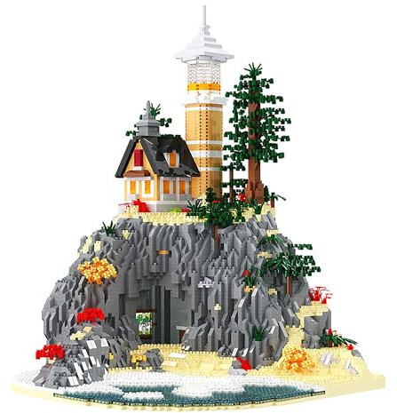 Pasyru Insel-Leuchtturm Mini Bausteine Spielzeug Kit, 5686 Teile Mikro Klemmbausteine Modular Spielzeug Modell, DIY Kreatives Architektur Modellbausatz, Nicht Kompatibel mit Großen Marken