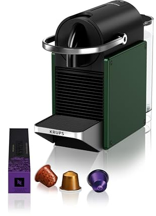 KRUPS Nespresso Pixie Vert - Machine à café Compacte & Kit de bienvenue | Cafetière expresso haute pression 19 bars - Prépare espresso et lungo - Système de chauffe rapide - Arrêt automatique