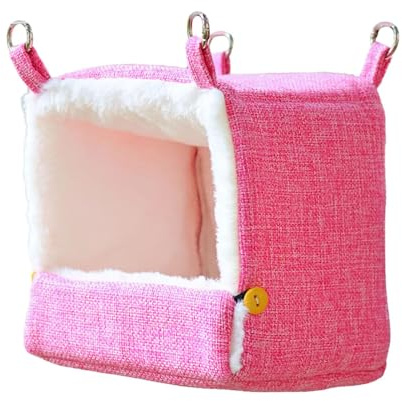 Winter Heating Bird Nest Hanging Hammock Comfortable Large with Heater Parrot Warmer Hut for Lovebird Parakeet Budgie Parrot, Pink