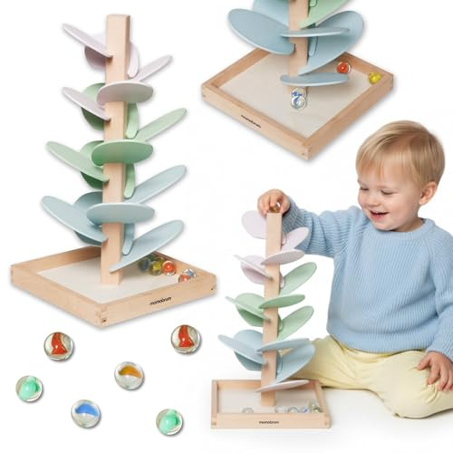 Mamabrum Kulodrom in legno per bambini - Albero sonoro con sfere, giocattolo sensoriale per lo sviluppo della motilità