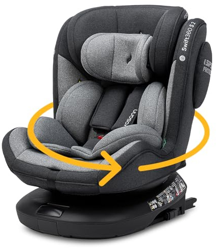 Osann Swift360 S 2 Reboarder 360 drehbar mit Isofix, Kindersitz ab 1 Jahr | Kinderautositz 76-150 cm, drehbarer Kindersitz 9-36 kg mit Isofix, erleichtert das Anschnallen, bequem & sicher–Universe Grey