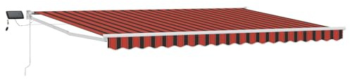 vidaXL Toldo Manual retráctil con Leds Naranja y Marrón 4 x 3 m, Toldo de Sol Exterior, retráctil, Manual, Moderno y Duradero, con Luces LED y Que Ahorra Espacio