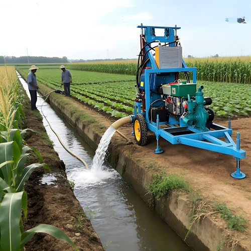 Plate-forme de forage hydraulique à roulettes pour puits d'eau, machine de forage mobile portable, 100 m de profondeur d'équipement de forage de puits pour l'irrigation agricole, usage domestique