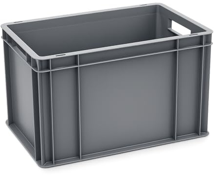 PALUPLUS Cassetta Multiuso con Maniglie in Plastica, Misura 60x40x32 cm, Contenitore Eurobox per Stoccaggio, Box Sovrapponibile per Garage, Aziende, Magazzini, Made in Italy -8222C -2,4
