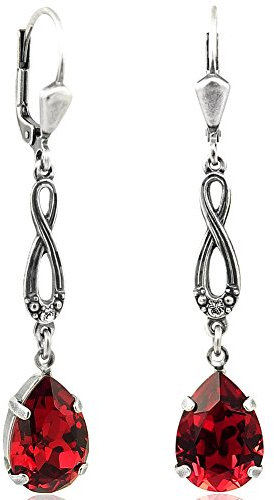 Jugendstil Ohrringe Silber Rot Markenkristalle Siam Vintage Schmuck Ohrringe NOBEL SCHMUCK