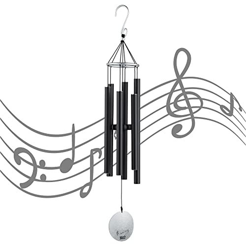 OSVINO Campane a Vento Giardino Metallo Campanelli Giardino Decorazione Alluminio Lunghezza Totale 75cm per Esterno, nero