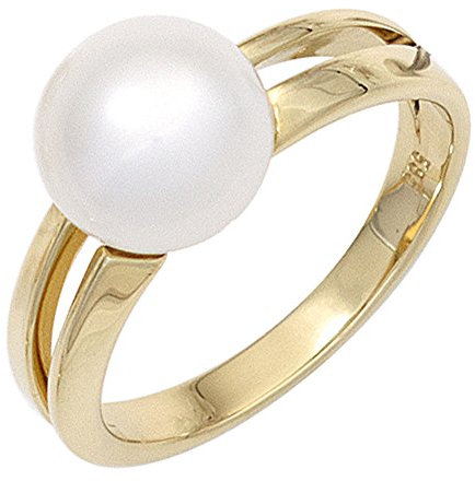 Jobo Damen-Ring aus 14 Karat 585 Gold mit großer Perle Größe 62
