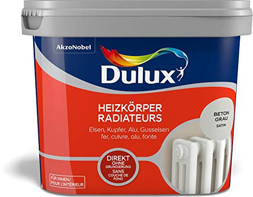 Dulux Fresh Up Farbe für Heizkörper, Heizung, 750ml, BETON GRAU, satin | ohne Grundierung, Hitzebeständig bis 120°C, erhältlich in 5 weiteren Farben