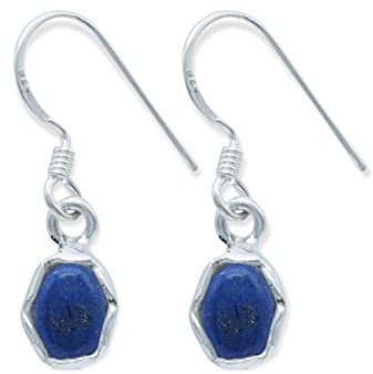 Ohrringe 925 Silber Lapis Lazuli blauer Stein Edelstein Ohrhänger echt Silber Damen Sterling Silber Hänger Geschenk (MOH-146-06)