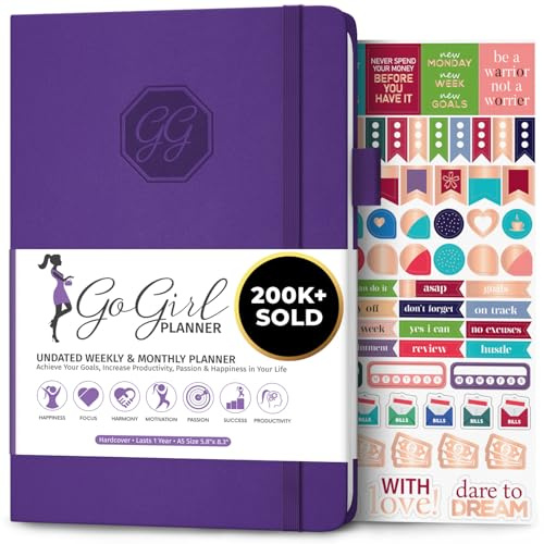GoGirl Planner and Organizer for Women – A5 Weekly Agenda, Goals Journal to Improve Time Management & Productivity (Purple)