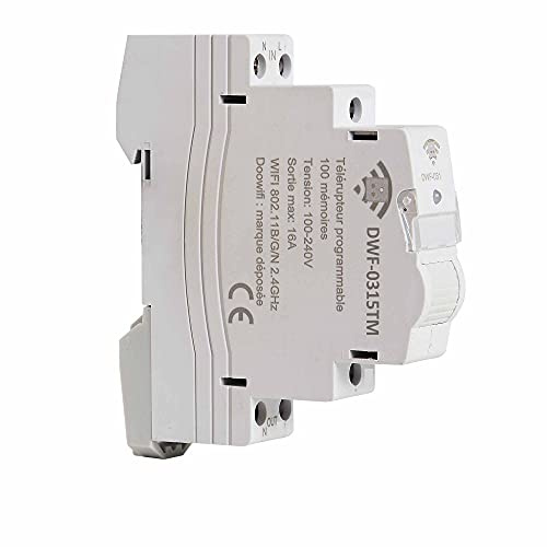 DOOWIFI DWF-0315TM: Nouveau Télérupteur Bluetooth & Wifi 16A avec horloge/mémoire interne. Compatible câblage télérupteurs Legrand, Hager, ...Smart life, Tuya. Charge permanente 10A Max