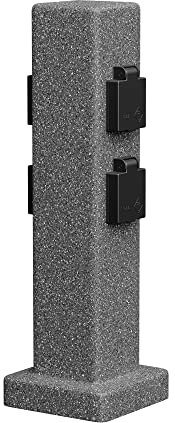 ledscom.de Presa da giardino a colonna POCK per uso esterno, IP44, 4 pieghe, antracite (effetto pietra), angolare, 40 cm