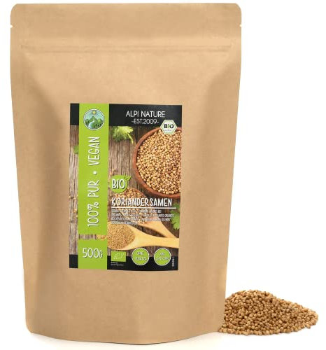 Alpi Nature Organic Coriander Seeds 500g 1.1 lb, Whole Coriander Seeds for Cooking and Spice Blends