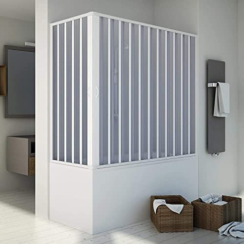 Decorspace Box sopra vasca angolare Flex con fascia larga apertura centrale a soffietto riducibile Made in Italy Garantito 10 Anni (70 X 150 X h 150 cm)