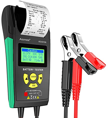 Aicevoos Tester Batteria Auto 12V 24V con Stampante Incorporata, Tester Alternatore 100-2000CCA, Tester Batteria Automotive Tester Carico Batteria Tester Analizzatore Batteria