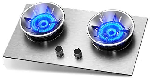IBOWZ Tables de Cuisson à Gaz Cuisinière à gaz encastrable 71 cm 2 brûleurs en Acier Inoxydable Cuisinière au Propane/gaz Naturel,Facile à Nettoyer [Classe énergétique A] (Color : A,Size : NG)