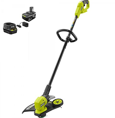 RYOBI ONE+ 18V 13 in. Cordless Battery String Trimmer/Edger with 4.0 Ah Battery and Charger Green