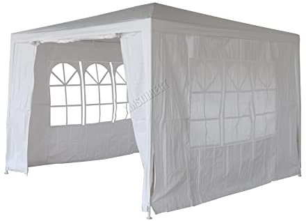 BIRCHTREE Cenador de tubo de acero para jardín, 3 x 3 m, con 4 cremalleras laterales, 2 ventanas, toldo para patio, fiesta, camping, boda, tienda de campaña, impermeable, toldo de carpa para