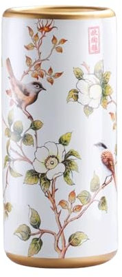 ZAJ Vintage Ceramic Umbrella Stand Chinese Porcelain Umbrella Holder Vase Bird and Flower Umbrella Rganizer Floor Standing Cane Holder for Home