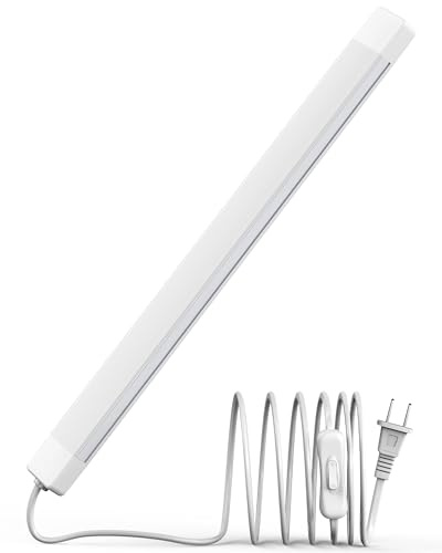 ASOKO 16 Inch Under Cabinet Lights,Plug and Play Under Counter Lighting,6000K Cool White with 700LM Bright,ETL Light Bar with ON/Off Switch for Kitchen,Under Desk,Workbench