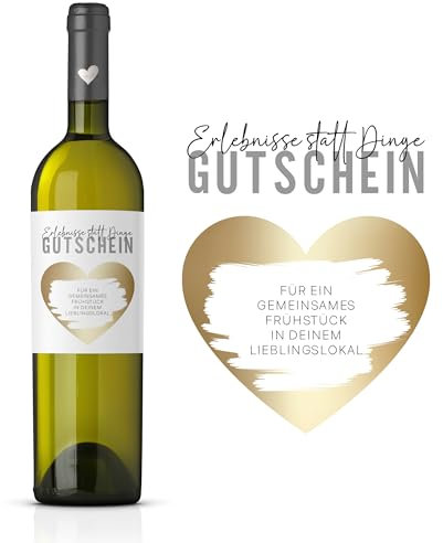 Weinflaschen Etikett | Erlebnisse statt Dinge Gutschein | Personalisiertes Wein Flaschen Etikett | Rubbellos Weinetikett Weihnachten | Geburtstag | Valentinstag | Gold