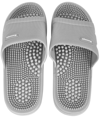 Zimoer Massagetofflor skor sandaler för män kvinnor – fotmassage för plantar fasciit, akupress, artrit smärtlindring – dusch- och hustofflor (grå, 42)
