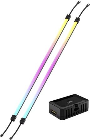 Corsair iCUE LINK LS430 Aurora RGB Light Strips 430mm Kit – 2x Magnetic Diffused Individually Addressable RGB LED Strips – iCUE LINK Adapter and ARGB to iCUE 3-Pin Adapter Cable Included