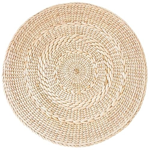 Milisten Sitzkissen Rund 15.75X15.75X0.59 Zoll Aus Strohgeflecht Japanisches Kissen Als Bodenkissen Sitzpolster Rund Für Meditation Schlafzimmer Wohnzimmer Picknick Und Rustikale Dekoration