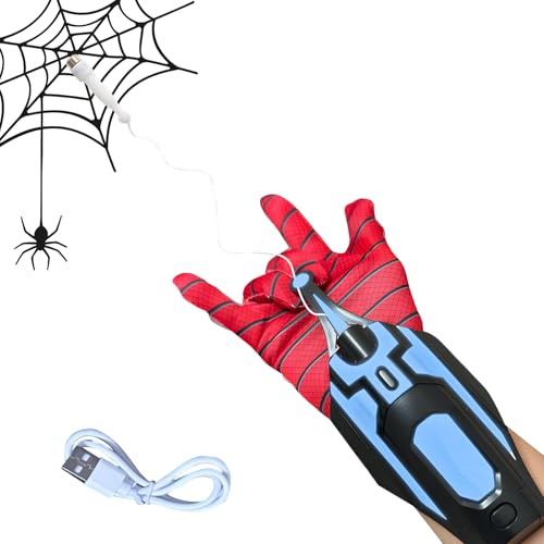 Spider Web Shooter Toy 2,5 m (8 Fuß) Spinnennetz Shooter Schnur Spielzeug für Spinnennetzkämpfe und Rollenspiele, Weihnachts für Jungen und Mädchen, USB-Ladefunktion
