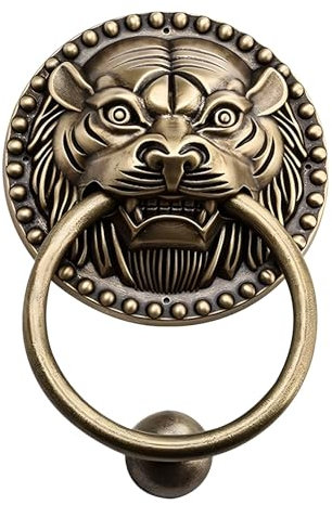 Vintage Löwe Messing Türklopfer Ziehgriff für Hof-Haustür klassisches Design (16 cm)