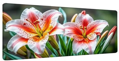Tapis de Souris Lys Rose 1500x800x3 mm Grand Tapis Souris XXL, Tapis de Souris Gamer Gaming Accessoire, Gaming Tapis de Souris, Haute précision et Vitesse, pour Tous Claviers Decor, Cadeau Homme W135