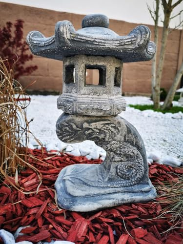 auerco Steintempel im japanischen Stil 'Mini Rankei Anthrazit patiniert' - Handgefertigte Gartenfigur aus regionalem Steinguss - Zen - Dekoration für Garten & Terasse - wetterfest & langlebig