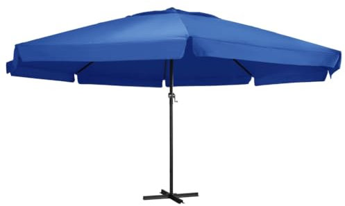 PLMNBQWE Parasol de Jardin avec mât en Aluminium 196,9 Bleu Azur, Parasol de Jardin Bleu Azur avec Protection UV et système de manivelle Parasols d'extérieur, Outdoo