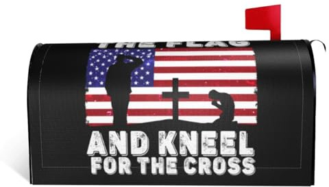 Mailbox Covers I Stand for The Flag I Kneel for The Cross Mail Box Cover Magnetic Post Letter Box Cover Garden Outdoor Christmas Decor 25.5x21 in