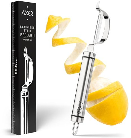 Axer Pelapatate Professionale Inox a Forma I - Sbuccia Patate, Pelaverdure, Pelacarote, Sbuccia Mela – Sbucciatori con Lama Dentellata - Lavabile in Lavastoviglie – Potato Peeler