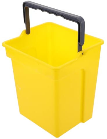 Cabilock Cubo De Fregona Multifuncional con Asa, 4 litros, Plástico Resistente, Color Amarillo, para Uso Doméstico, Oficina y Escuela, Cubo Pequeño De Limpieza Práctico