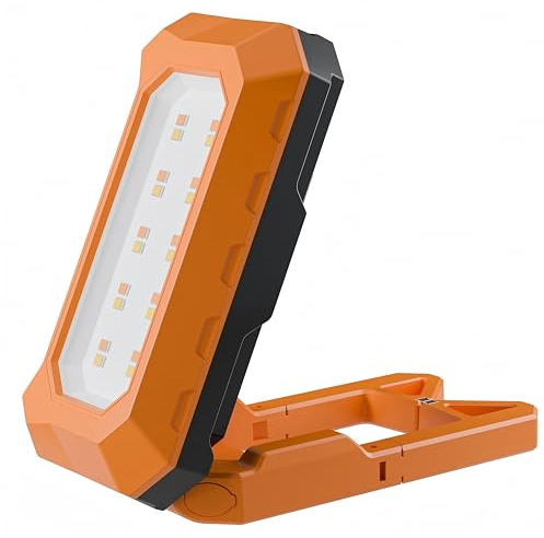 Lampe de Travail LED Rechargeable 500 Lumens, 3000K–6500K, 40H Autonomie, Support 180°, IP54, Lampe Atelier Compacte Baladeuse LED Mécanicien pour Garage, Bricolage, Camping