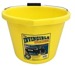 1 X Airflow Heavy Duty Invincible Builders Bucket –3 Gallon/15 Litre–Strong Handle&Calibrated Markings–Multi-Purpose Mixing, Gardening,Farm&Construction Use–Pack of 1 to 5–Multi Colours_Yellow