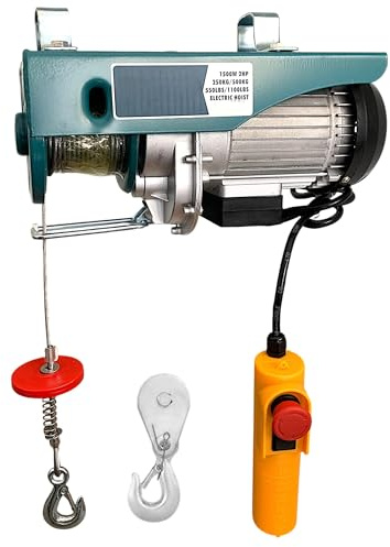 Argano Paranco Verricello Montacarichi Elettrico Portata Carico 250/500Kg 1500W 2HP Cavo in Acciaio 18m Velocità di Sollevamento Fino a 10m/min Telecomando Cablato per uso Domestico e industriale
