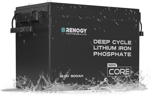 Renogy 300AH 12V LiFePO4 Lithium Leisure Battery, 3840Wh Energy with Low-Temp Protection and 200A BMS, IP65 and Lightweight for Motorhome, Caravan, Campervan, Marine, Home Backup & Off-Grid Solar