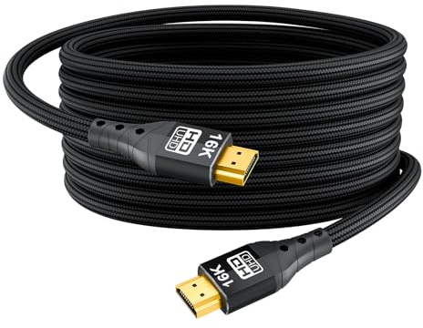 ZIKNYDO Câble HDMI 2.2 5m, (Haute Vitesse 96Gbps, 16K/10K/8K/4K, Dynamic HDR, HDR10+, Dolby Vision, Dolby Atmos, DTS:X, HDCP 2.2&2.3), compatible avec câble HDMI 2.1/2.0, PS5, Xbox Series X|S, HDTV